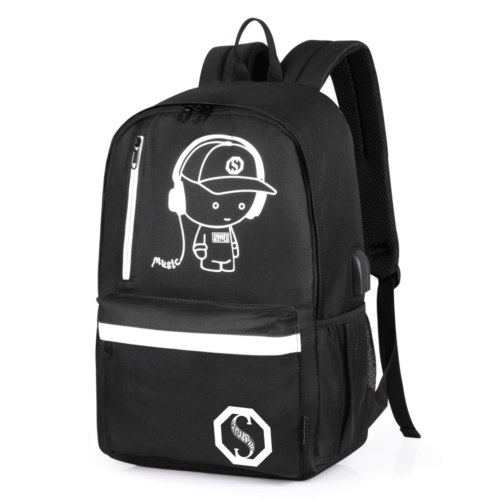 Luminous School Backpack Cool Boys School Backpack Music Boy