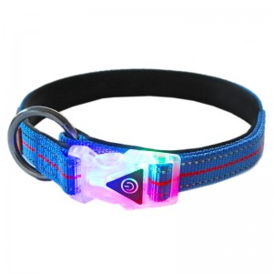 China OEM 2023 Adjustable Lightweight Strong Durable Plastic Buckle LED Polyester Dog Collar