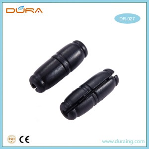 Top Quality Black spring adjustable double hole plastic cord stopper for garments