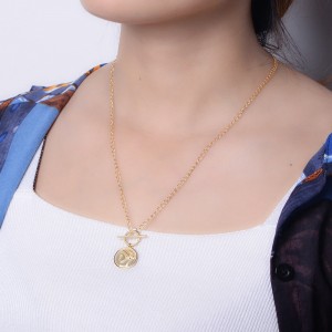 100% Original New Arrivals Statement Matte Gold Textured Oval Link Chunky Necklaces for Girls Women Jewelry Gift