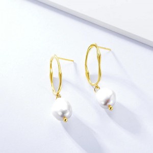 Factory Outlets China OEM & ODM Unique Fashion Jewelry Design 925 Silver Drop Pearl Stud Earrings (ER88180)