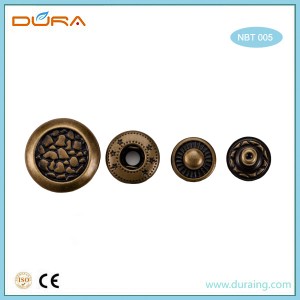 ODM Manufacturer Custom paint color round press buttons four parts engraved metal spring snap button for clothes