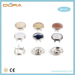 Factory best selling custom fashion 9.5mm DTM ring cap pearl four parts brass metal press prong snap button