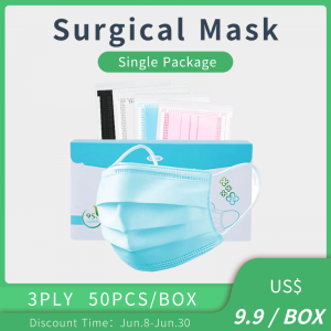 Factory supplied China face mask manufacturer 3 ply medical surgical mask Disposable non woven BFE99% surgical mask