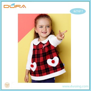 Girl’s long-sleeved T-shirt, round collar, plaid blouse