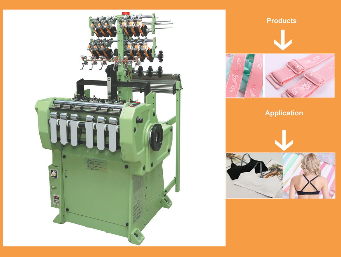 telar de aguja normalmente se utiliza para producir la cinta de sujetador y otra correa plana.