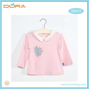 Girl’s long-sleeved T-shirt with cotton lapel shirt